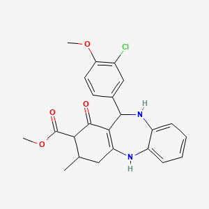 molecular formula C23H23ClN2O4 B4201372 methyl 11-(3-chloro-4-methoxyphenyl)-3-methyl-1-oxo-2,3,4,5,10,11-hexahydro-1H-dibenzo[b,e][1,4]diazepine-2-carboxylate 