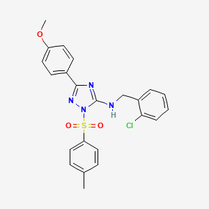 molecular formula C23H21ClN4O3S B4201431 N-[(2-chlorophenyl)methyl]-5-(4-methoxyphenyl)-2-(4-methylphenyl)sulfonyl-1,2,4-triazol-3-amine 