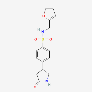molecular formula C15H16N2O4S B4201460 N-(furan-2-ylmethyl)-4-(5-oxopyrrolidin-3-yl)benzenesulfonamide 