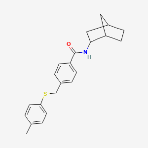 molecular formula C22H25NOS B4201495 N-bicyclo[2.2.1]hept-2-yl-4-{[(4-methylphenyl)thio]methyl}benzamide 
