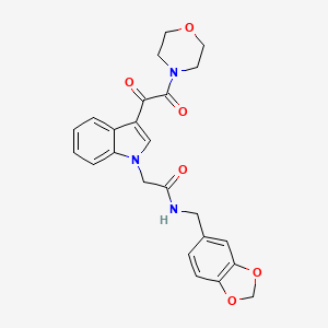molecular formula C24H23N3O6 B4201518 N-(1,3-benzodioxol-5-ylmethyl)-2-{3-[4-morpholinyl(oxo)acetyl]-1H-indol-1-yl}acetamide 