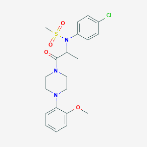 molecular formula C21H26ClN3O4S B4201601 N-(4-chlorophenyl)-N-{2-[4-(2-methoxyphenyl)-1-piperazinyl]-1-methyl-2-oxoethyl}methanesulfonamide 