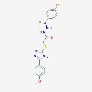 molecular formula C19H18BrN5O3S B420164 N'-(4-bromobenzoyl)-2-{[5-(4-methoxyphenyl)-4-methyl-4H-1,2,4-triazol-3-yl]sulfanyl}acetohydrazide 