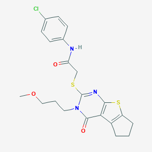 N-(4-chlorophenyl)-2-{[3-(3-methoxypropyl)-4-oxo-3,5,6,7-tetrahydro-4H-cyclopenta[4,5]thieno[2,3-d]pyrimidin-2-yl]sulfanyl}acetamide