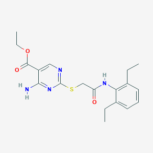 Ethyl 4-amino-2-{[2-(2,6-diethylanilino)-2-oxoethyl]sulfanyl}-5-pyrimidinecarboxylate