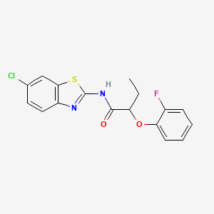 molecular formula C17H14ClFN2O2S B4202151 N-(6-chloro-1,3-benzothiazol-2-yl)-2-(2-fluorophenoxy)butanamide 
