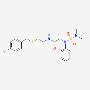 molecular formula C19H24ClN3O3S2 B4202212 N-(2-{[(4-CHLOROPHENYL)METHYL]SULFANYL}ETHYL)-2-[(DIMETHYLSULFAMOYL)(PHENYL)AMINO]ACETAMIDE 