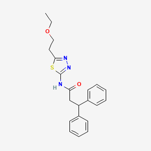 molecular formula C21H23N3O2S B4202218 N-[5-(2-ethoxyethyl)-1,3,4-thiadiazol-2-yl]-3,3-diphenylpropanamide 