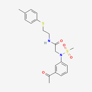 molecular formula C20H24N2O4S2 B4202243 N~2~-(3-acetylphenyl)-N~1~-{2-[(4-methylphenyl)thio]ethyl}-N~2~-(methylsulfonyl)glycinamide 