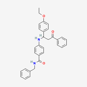 molecular formula C31H30N2O3 B4202258 N-benzyl-4-[[1-(4-ethoxyphenyl)-3-oxo-3-phenylpropyl]amino]benzamide 