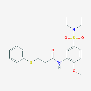 molecular formula C20H26N2O4S2 B4202364 N-[5-(diethylsulfamoyl)-2-methoxyphenyl]-3-(phenylsulfanyl)propanamide 