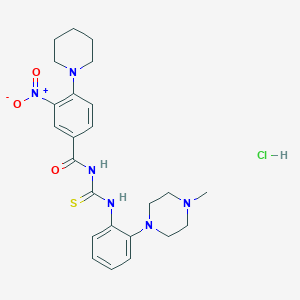 molecular formula C24H31ClN6O3S B4202415 N-[[2-(4-methylpiperazin-1-yl)phenyl]carbamothioyl]-3-nitro-4-piperidin-1-ylbenzamide;hydrochloride 