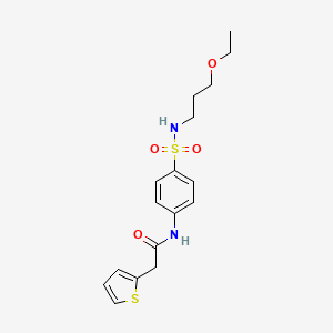 molecular formula C17H22N2O4S2 B4202527 N-{4-[(3-ethoxypropyl)sulfamoyl]phenyl}-2-(thiophen-2-yl)acetamide 