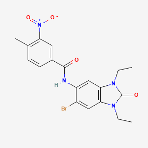 molecular formula C19H19BrN4O4 B4202621 N-(6-bromo-1,3-diethyl-2-oxo-2,3-dihydro-1H-benzimidazol-5-yl)-4-methyl-3-nitrobenzamide 