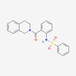 molecular formula C22H20N2O3S B4202789 N-[2-(3,4-dihydro-1H-isoquinoline-2-carbonyl)phenyl]benzenesulfonamide 