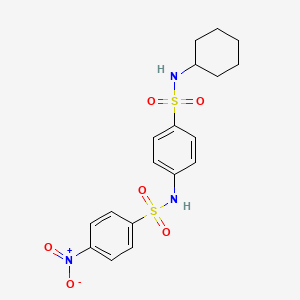 molecular formula C18H21N3O6S2 B4202994 N-{4-[(CYCLOHEXYLAMINO)SULFONYL]PHENYL}-4-NITRO-1-BENZENESULFONAMIDE 