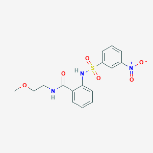 molecular formula C16H17N3O6S B4203748 N-(2-methoxyethyl)-2-{[(3-nitrophenyl)sulfonyl]amino}benzamide 