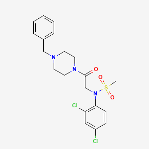 molecular formula C20H23Cl2N3O3S B4203826 N-[2-(4-benzyl-1-piperazinyl)-2-oxoethyl]-N-(2,4-dichlorophenyl)methanesulfonamide 