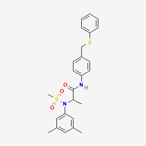 molecular formula C25H28N2O3S2 B4203930 N~2~-(3,5-dimethylphenyl)-N~2~-(methylsulfonyl)-N~1~-{4-[(phenylthio)methyl]phenyl}alaninamide 