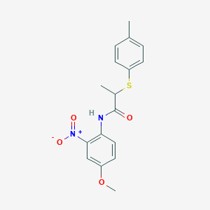 molecular formula C17H18N2O4S B4204096 N-(4-methoxy-2-nitrophenyl)-2-(4-methylphenyl)sulfanylpropanamide 