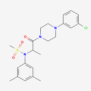molecular formula C22H28ClN3O3S B4204111 N-{2-[4-(3-chlorophenyl)-1-piperazinyl]-1-methyl-2-oxoethyl}-N-(3,5-dimethylphenyl)methanesulfonamide 