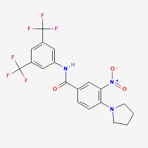 molecular formula C19H15F6N3O3 B4204128 N-[3,5-bis(trifluoromethyl)phenyl]-3-nitro-4-(1-pyrrolidinyl)benzamide 