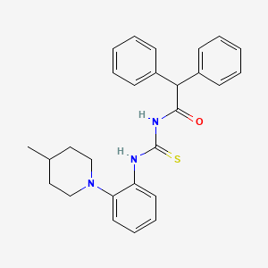 molecular formula C27H29N3OS B4204159 N-({[2-(4-methyl-1-piperidinyl)phenyl]amino}carbonothioyl)-2,2-diphenylacetamide 