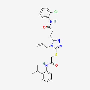 molecular formula C25H28ClN5O2S B4204311 N-(2-chlorophenyl)-3-{5-[(2-oxo-2-{[2-(propan-2-yl)phenyl]amino}ethyl)sulfanyl]-4-(prop-2-en-1-yl)-4H-1,2,4-triazol-3-yl}propanamide 