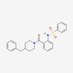molecular formula C25H26N2O3S B4204349 N-[2-(4-benzylpiperidine-1-carbonyl)phenyl]benzenesulfonamide 