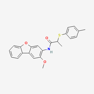 molecular formula C23H21NO3S B4204469 N-(2-methoxydibenzo[b,d]furan-3-yl)-2-[(4-methylphenyl)thio]propanamide 