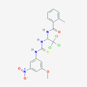 molecular formula C18H17Cl3N4O4S B420447 2-methyl-N-{2,2,2-trichloro-1-[({3-nitro-5-methoxyanilino}carbothioyl)amino]ethyl}benzamide 