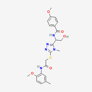 molecular formula C23H27N5O5S B4204536 N-[2-hydroxy-1-[5-[2-(2-methoxy-5-methylanilino)-2-oxoethyl]sulfanyl-4-methyl-1,2,4-triazol-3-yl]ethyl]-4-methoxybenzamide 