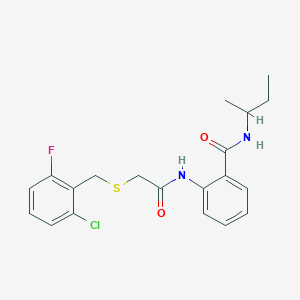 molecular formula C20H22ClFN2O2S B4204567 N-(sec-butyl)-2-({[(2-chloro-6-fluorobenzyl)thio]acetyl}amino)benzamide 