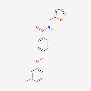 molecular formula C20H19NO3 B4204569 N~1~-(2-Furylmethyl)-4-[(3-methylphenoxy)methyl]benzamide 