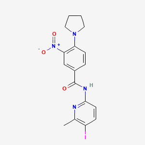 molecular formula C17H17IN4O3 B4204587 N-(5-iodo-6-methyl-2-pyridinyl)-3-nitro-4-(1-pyrrolidinyl)benzamide 