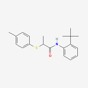 molecular formula C20H25NOS B4204658 N-(2-tert-butylphenyl)-2-(4-methylphenyl)sulfanylpropanamide 