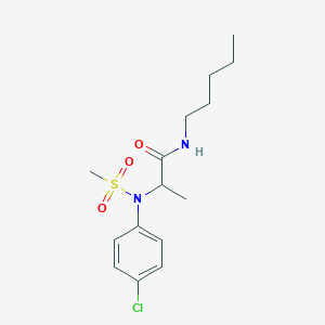 molecular formula C15H23ClN2O3S B4204726 N~2~-(4-chlorophenyl)-N~2~-(methylsulfonyl)-N~1~-pentylalaninamide 