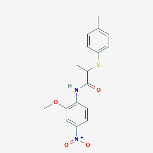 molecular formula C17H18N2O4S B4204776 N-(2-methoxy-4-nitrophenyl)-2-[(4-methylphenyl)thio]propanamide 
