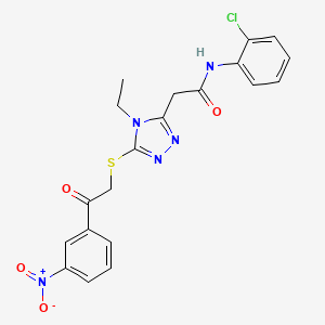 molecular formula C20H18ClN5O4S B4204790 N-(2-chlorophenyl)-2-(4-ethyl-5-{[2-(3-nitrophenyl)-2-oxoethyl]sulfanyl}-4H-1,2,4-triazol-3-yl)acetamide 