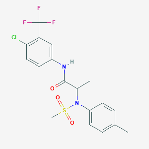 molecular formula C18H18ClF3N2O3S B4204823 N~1~-[4-chloro-3-(trifluoromethyl)phenyl]-N~2~-(4-methylphenyl)-N~2~-(methylsulfonyl)alaninamide 