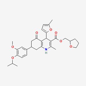 molecular formula C31H37NO7 B4204892 Tetrahydrofuran-2-ylmethyl 7-[3-methoxy-4-(propan-2-yloxy)phenyl]-2-methyl-4-(5-methylfuran-2-yl)-5-oxo-1,4,5,6,7,8-hexahydroquinoline-3-carboxylate 
