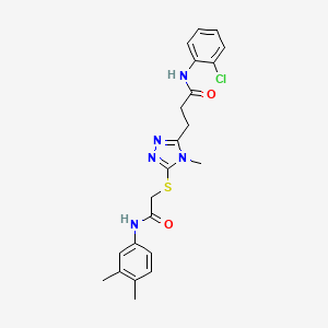 molecular formula C22H24ClN5O2S B4205014 N-(2-chlorophenyl)-3-[5-({2-[(3,4-dimethylphenyl)amino]-2-oxoethyl}sulfanyl)-4-methyl-4H-1,2,4-triazol-3-yl]propanamide 
