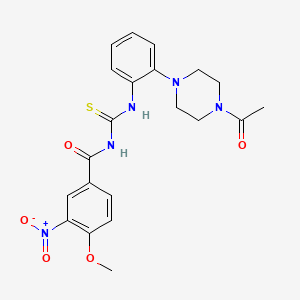 molecular formula C21H23N5O5S B4205033 N-({[2-(4-acetyl-1-piperazinyl)phenyl]amino}carbonothioyl)-4-methoxy-3-nitrobenzamide 