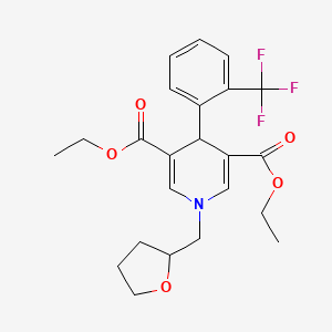 molecular formula C23H26F3NO5 B4205167 Diethyl 1-(tetrahydrofuran-2-ylmethyl)-4-[2-(trifluoromethyl)phenyl]-1,4-dihydropyridine-3,5-dicarboxylate 