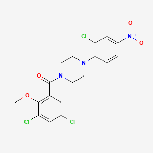 molecular formula C18H16Cl3N3O4 B4205178 1-(2-chloro-4-nitrophenyl)-4-(3,5-dichloro-2-methoxybenzoyl)piperazine 