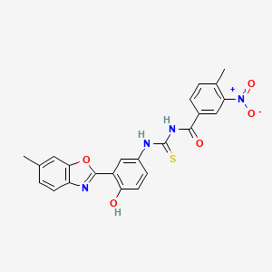 molecular formula C23H18N4O5S B4205295 N-({[4-hydroxy-3-(6-methyl-1,3-benzoxazol-2-yl)phenyl]amino}carbonothioyl)-4-methyl-3-nitrobenzamide 
