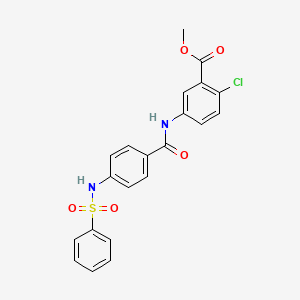 molecular formula C21H17ClN2O5S B4205403 methyl 2-chloro-5-({4-[(phenylsulfonyl)amino]benzoyl}amino)benzoate 