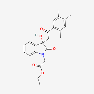 molecular formula C23H25NO5 B4205427 ethyl {3-hydroxy-2-oxo-3-[2-oxo-2-(2,4,5-trimethylphenyl)ethyl]-2,3-dihydro-1H-indol-1-yl}acetate 