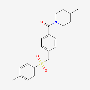 molecular formula C21H25NO3S B4205443 (4-{[(4-Methylphenyl)sulfonyl]methyl}phenyl)(4-methylpiperidino)methanone 
