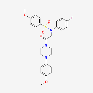 molecular formula C26H28FN3O5S B4205492 N-(4-fluorophenyl)-4-methoxy-N-{2-[4-(4-methoxyphenyl)-1-piperazinyl]-2-oxoethyl}benzenesulfonamide 